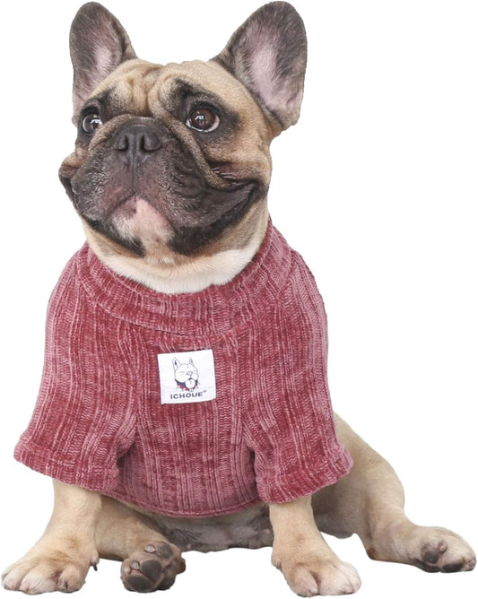Cozy Purple Corduroy Turtleneck Sweater for Dogs - Perfect for French Bulldogs, Pugs, and Boston Terriers