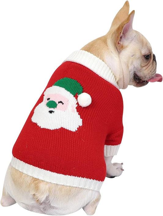 Get Your Pup Ready for Santa: Adorable Red Christmas Sweater for Small Dogs - Perfect for French Bulldogs and Festive Fun!
