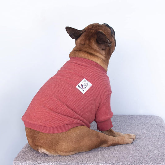 Cozy Knitted Dog Sweater with Matching Scarf - Perfect Winter Wear for French Bulldogs, Pugs, and More - Red, Large Size