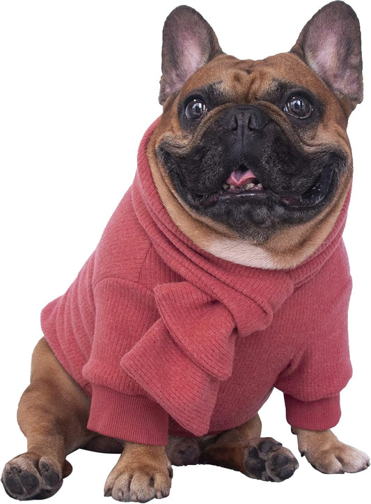 Cozy Knitted Dog Sweater with Matching Scarf - Perfect Winter Wear for French Bulldogs, Pugs, and More - Red, Large Size