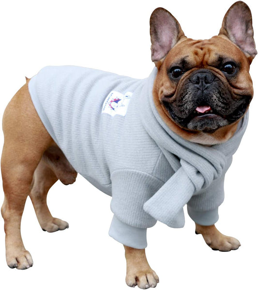 Cozy and Stylish Pet Dog Knitted Sweater with Matching Scarf - Perfect for Cold Weather and Special Occasions - Ideal for Large Breeds like English Bulldogs and Pitbulls - Scarf Grey, X-Large